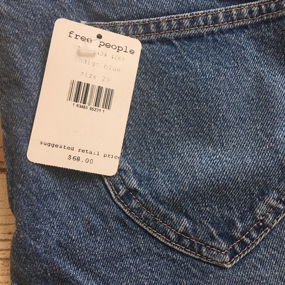 FREE PEOPLE | Frayed Hem Blue Denim Mini Skirt NEW - Picture 5 of 6